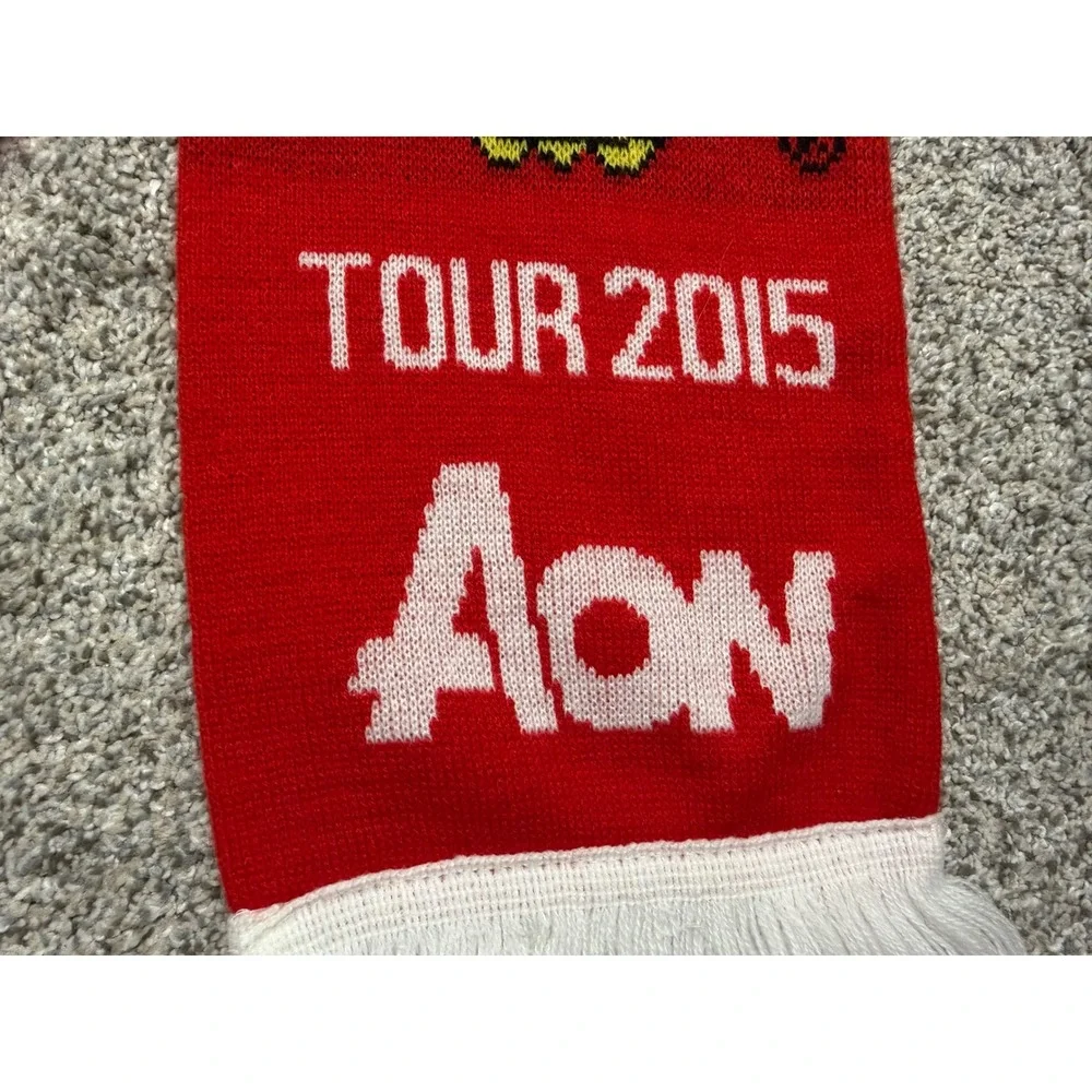 Manchester United Scarf Tour 2015 Red One Size Soccer Football Fan Gear Aon Logo